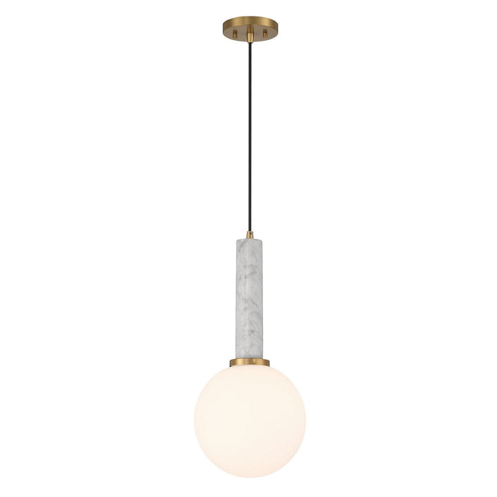 Savoy House - 7-2902-1-264 - One Light Pendant - Callaway - White Marble w/Warm Brass