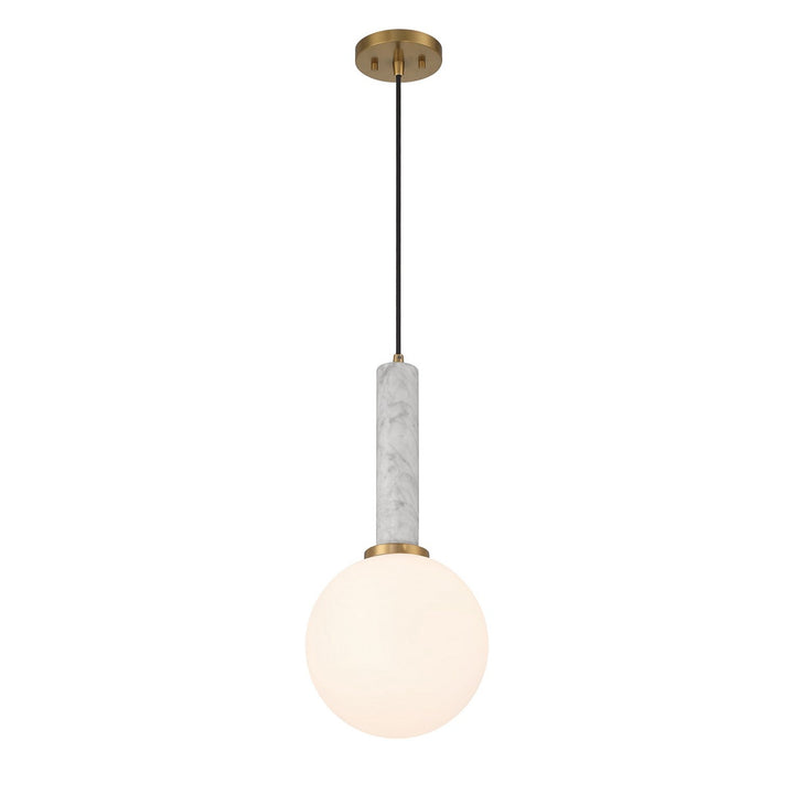 Savoy House - 7-2902-1-264 - One Light Pendant - Callaway - White Marble w/Warm Brass