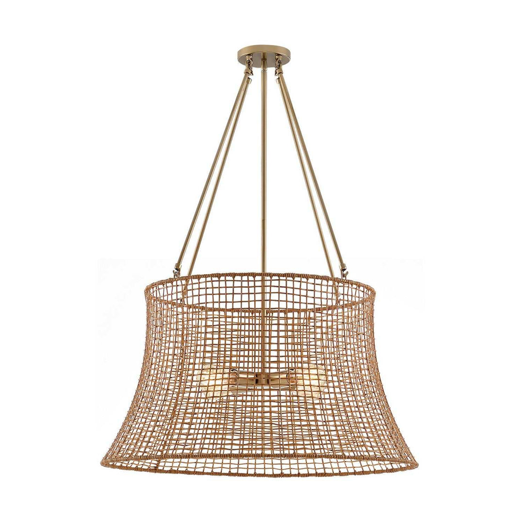 Longleaf Four Light Outdoor Chandelier in Burnished Brass Savoy House