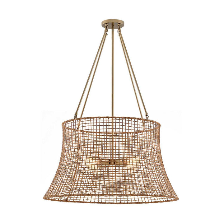 Longleaf Four Light Outdoor Chandelier in Burnished Brass Savoy House