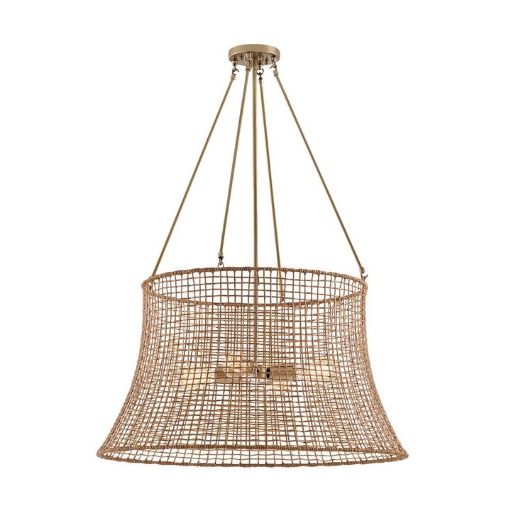 Longleaf Four Light Outdoor Chandelier in Burnished Brass Savoy House