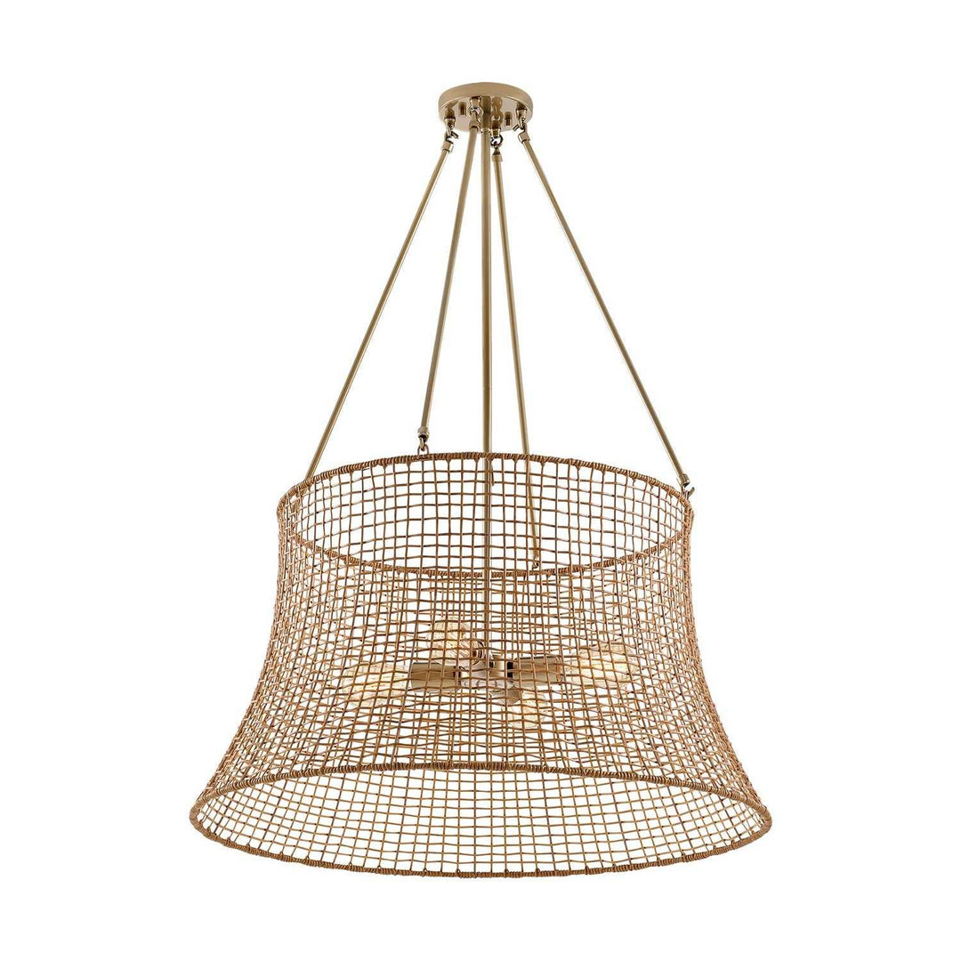 Longleaf Four Light Outdoor Chandelier in Burnished Brass Savoy House