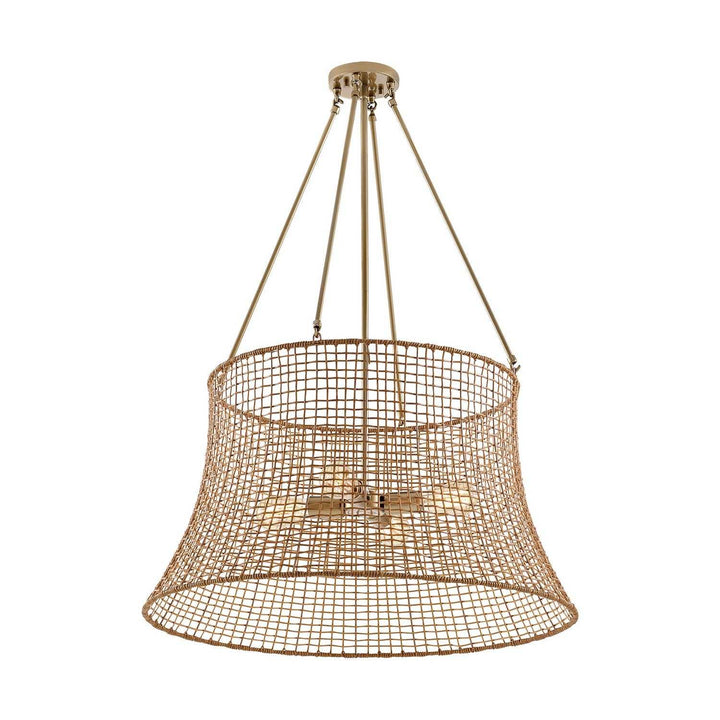 Longleaf Four Light Outdoor Chandelier in Burnished Brass Savoy House