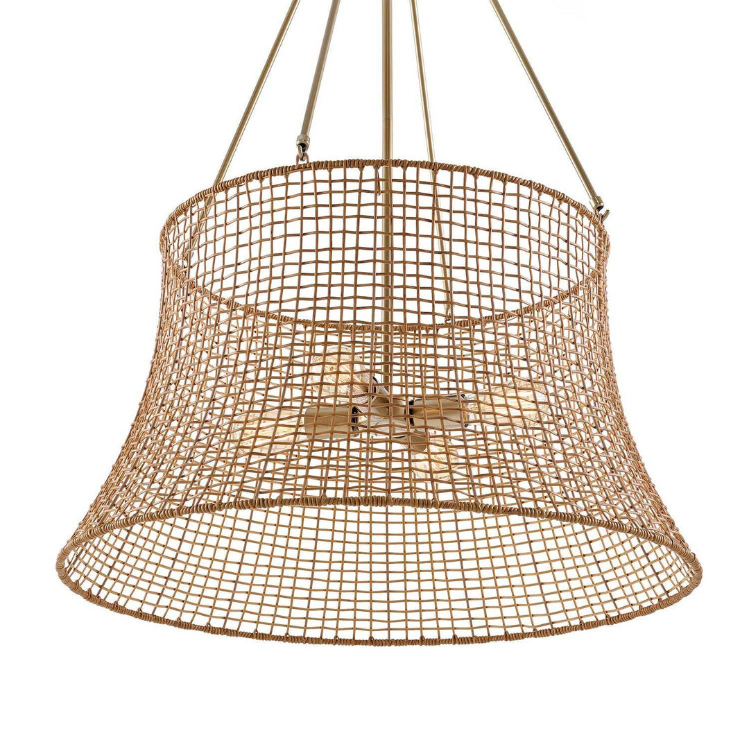 Longleaf Four Light Outdoor Chandelier in Burnished Brass Savoy House