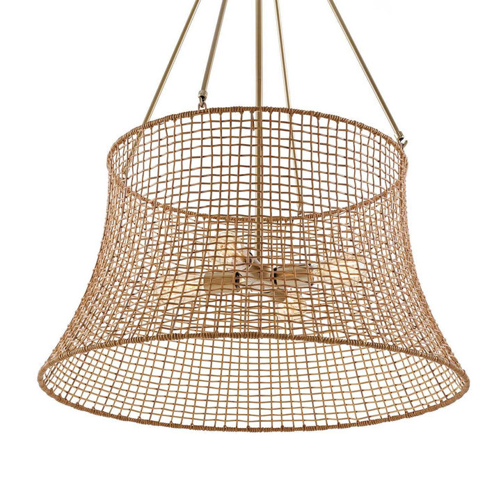 Longleaf Four Light Outdoor Chandelier in Burnished Brass Savoy House