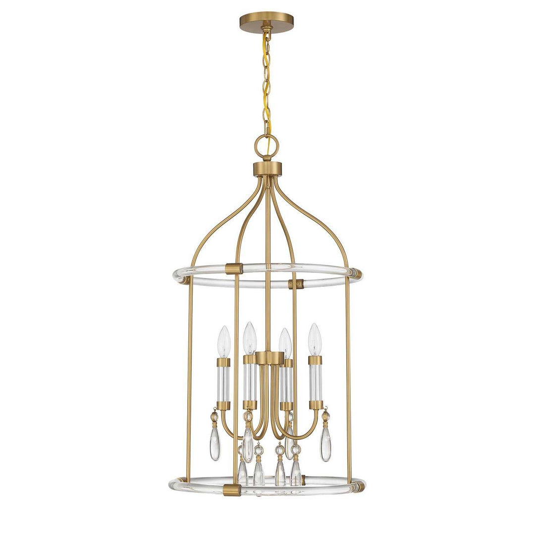 Savoy House - 7-7714-4-195 - Four Light Pendant - Mayfair - Warm Brass/Chrome