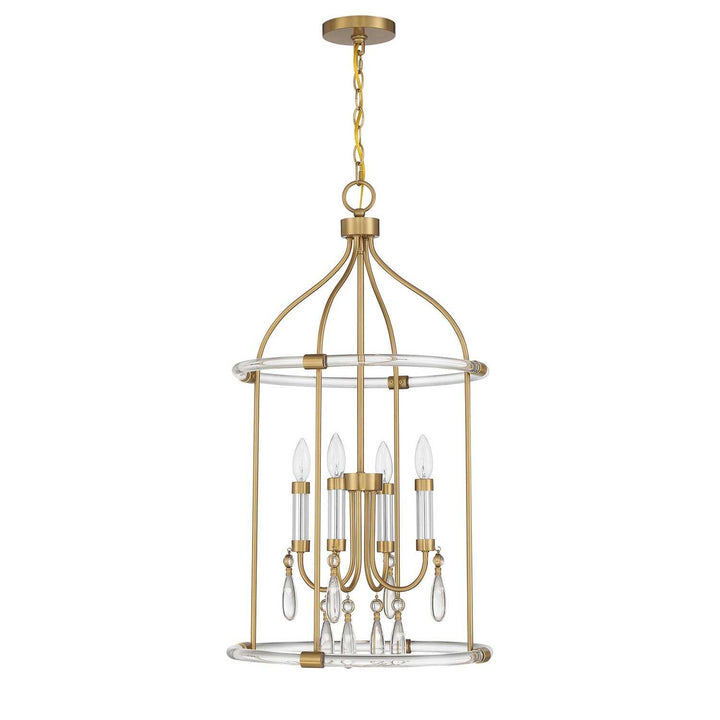 Savoy House - 7-7714-4-195 - Four Light Pendant - Mayfair - Warm Brass/Chrome