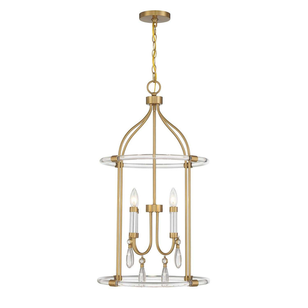 Savoy House - 7-7714-4-195 - Four Light Pendant - Mayfair - Warm Brass/Chrome