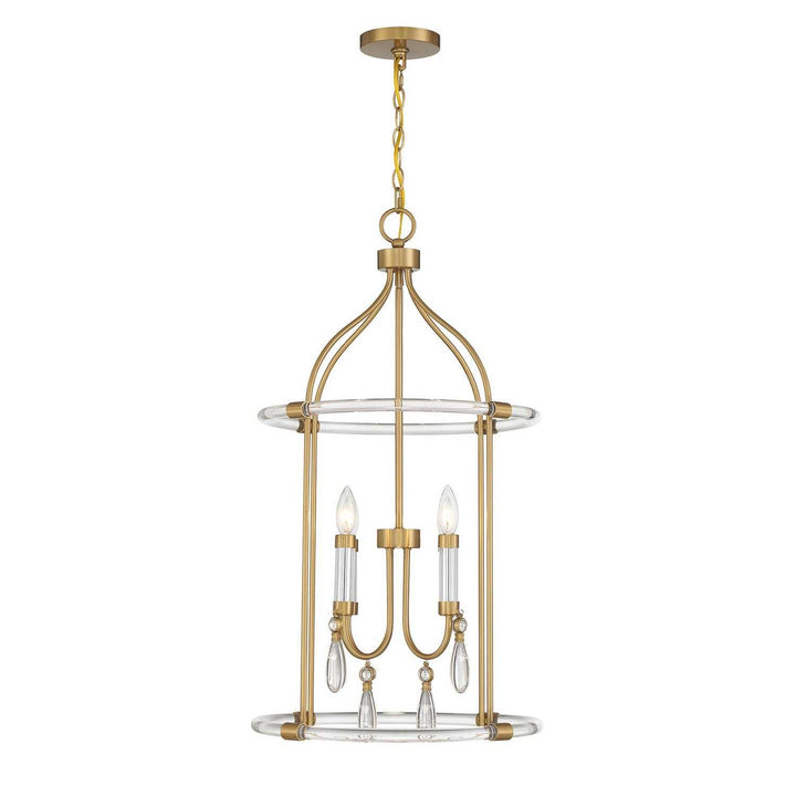 Savoy House - 7-7714-4-195 - Four Light Pendant - Mayfair - Warm Brass/Chrome