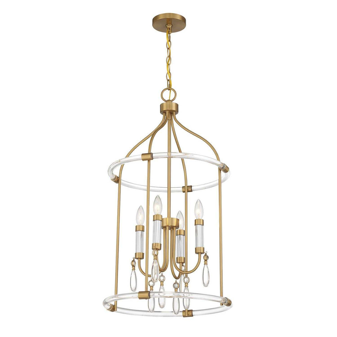 Savoy House - 7-7714-4-195 - Four Light Pendant - Mayfair - Warm Brass/Chrome