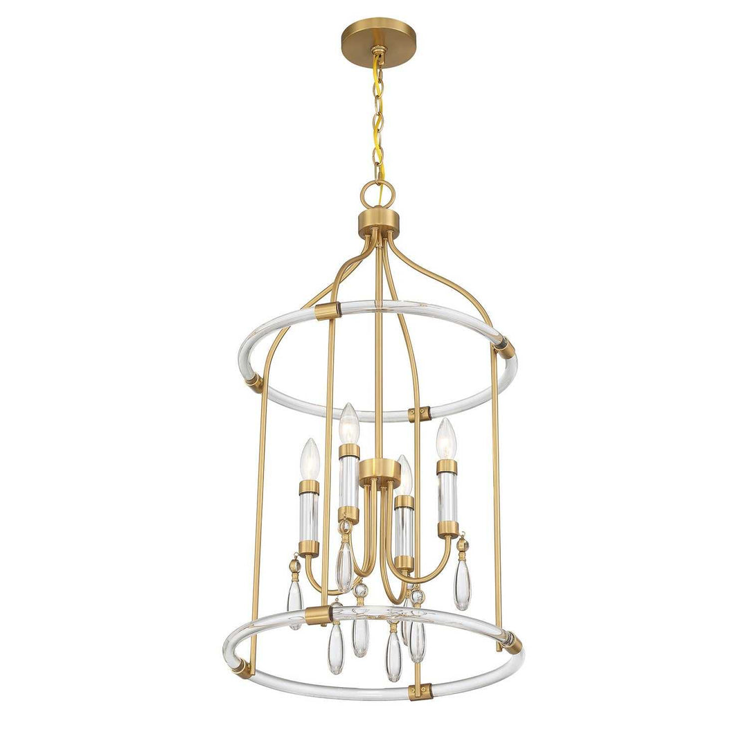 Savoy House - 7-7714-4-195 - Four Light Pendant - Mayfair - Warm Brass/Chrome