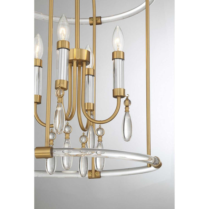 Savoy House - 7-7714-4-195 - Four Light Pendant - Mayfair - Warm Brass/Chrome