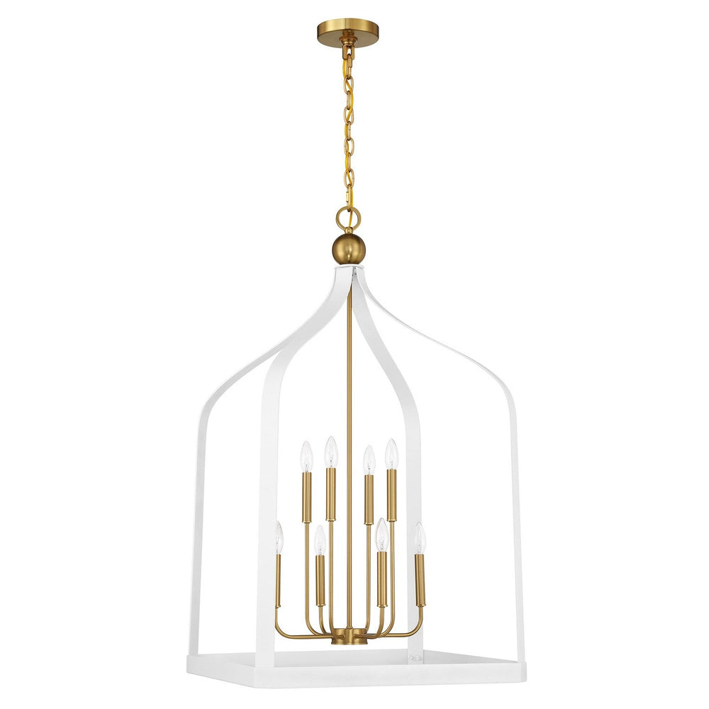 Savoy House - 7-7800-8-142 - Eight Light Pendant - Sheffield - White w/Warm Brass