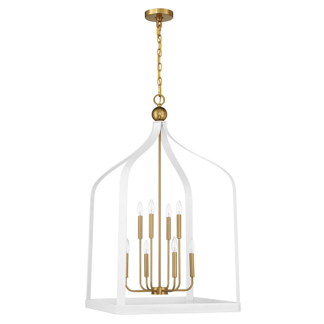 Savoy House - 7-7800-8-142 - Eight Light Pendant - Sheffield - White w/Warm Brass