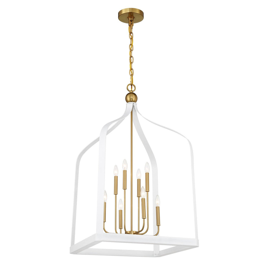 Savoy House - 7-7800-8-142 - Eight Light Pendant - Sheffield - White w/Warm Brass