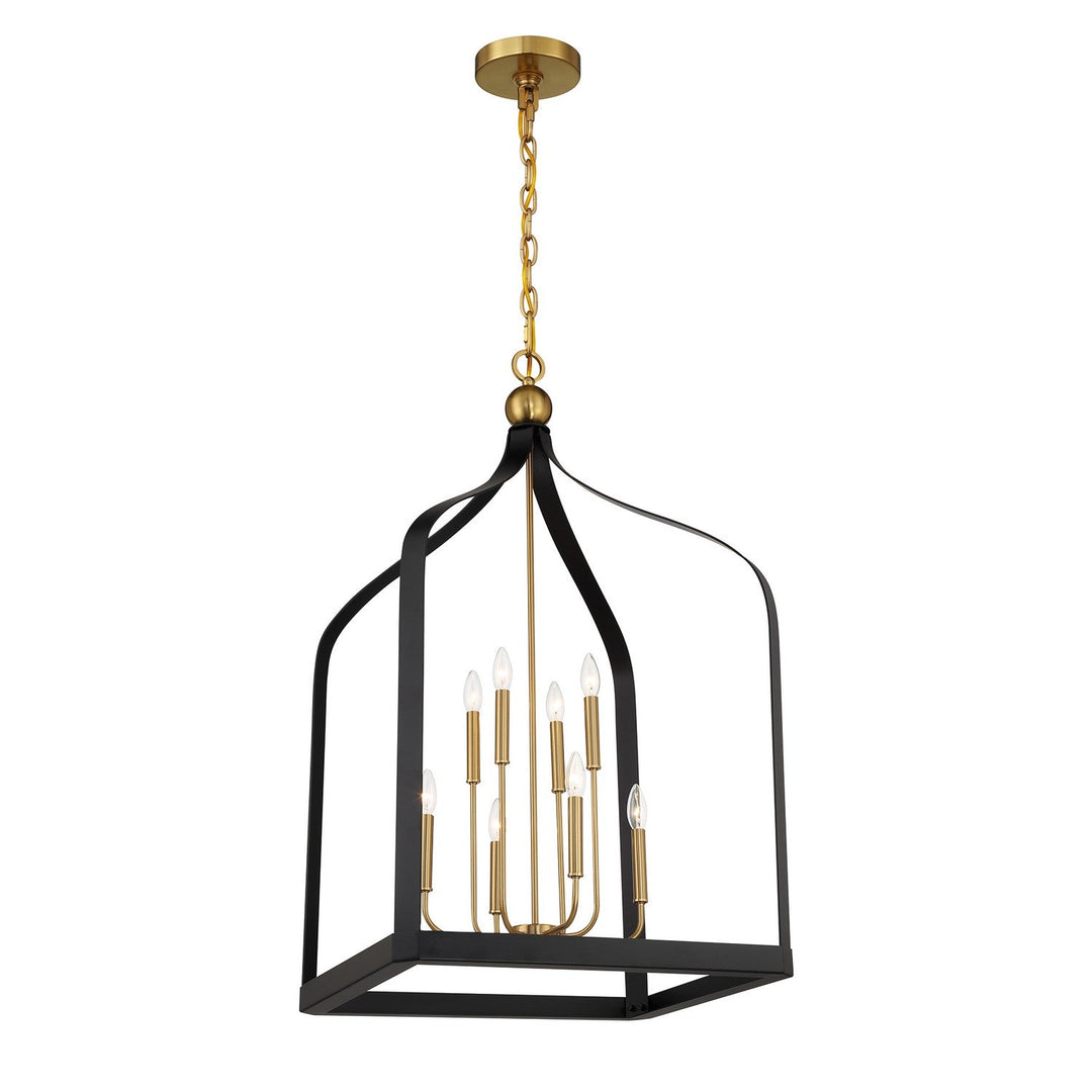 Savoy House - 7-7800-8-143 - Eight Light Pendant - Sheffield - Matte Black w/Warm Brass