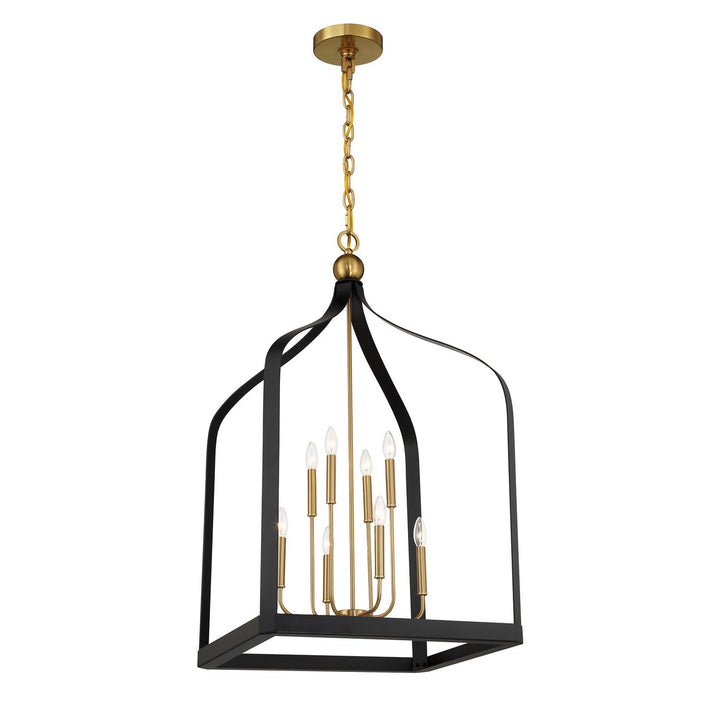 Savoy House - 7-7800-8-143 - Eight Light Pendant - Sheffield - Matte Black w/Warm Brass