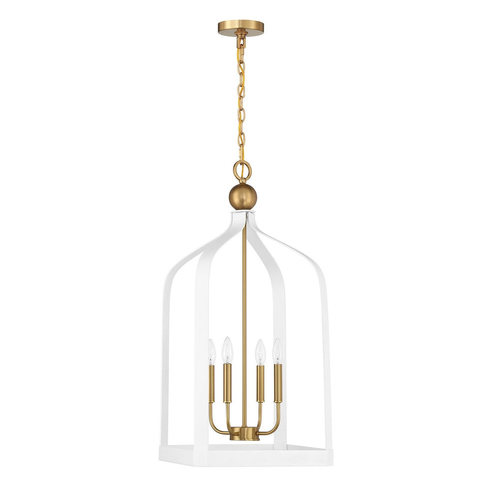 Savoy House - 7-7802-4-142 - Four Light Pendant - Sheffield - White w/Warm Brass