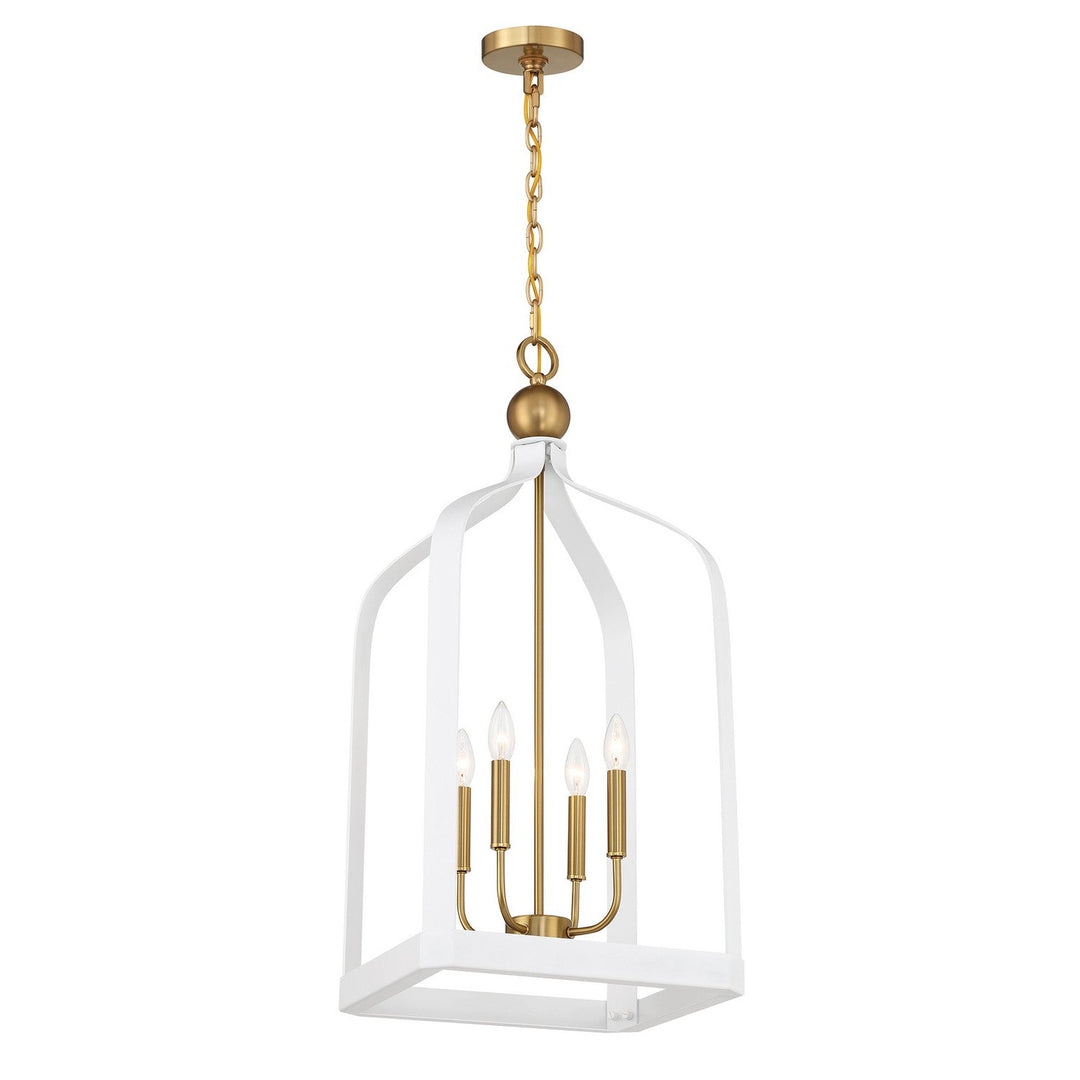 Savoy House - 7-7802-4-142 - Four Light Pendant - Sheffield - White w/Warm Brass