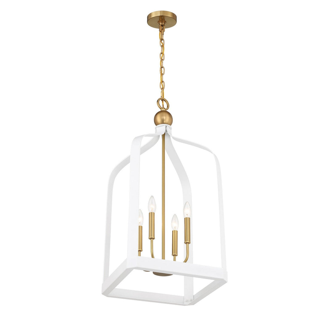Savoy House - 7-7802-4-142 - Four Light Pendant - Sheffield - White w/Warm Brass