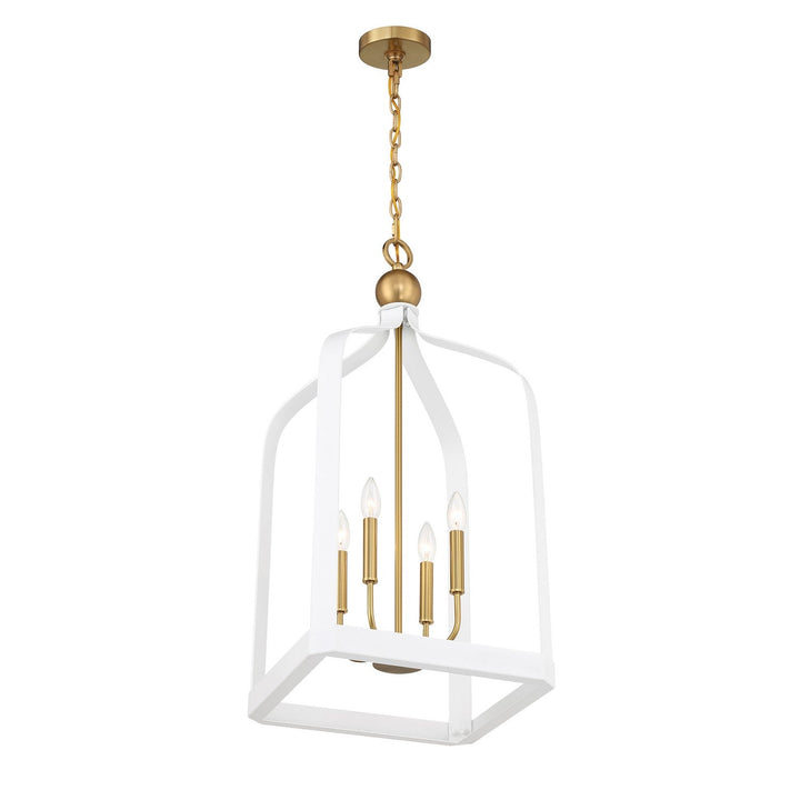 Savoy House - 7-7802-4-142 - Four Light Pendant - Sheffield - White w/Warm Brass