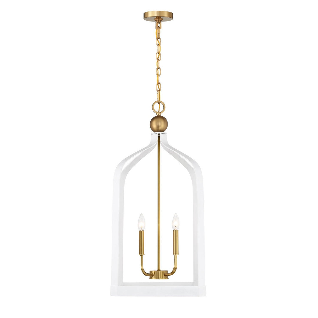 Savoy House - 7-7802-4-142 - Four Light Pendant - Sheffield - White w/Warm Brass