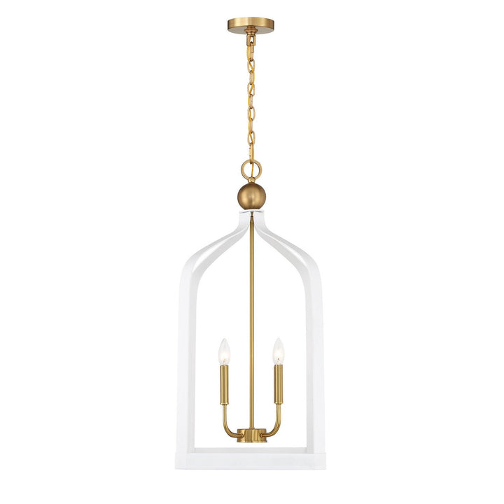 Savoy House - 7-7802-4-142 - Four Light Pendant - Sheffield - White w/Warm Brass
