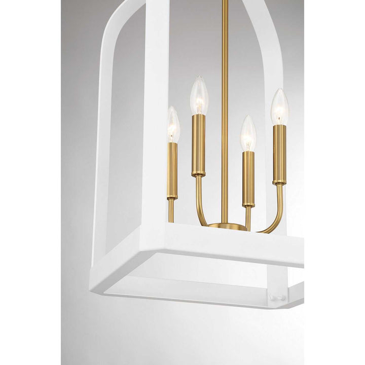 Savoy House - 7-7802-4-142 - Four Light Pendant - Sheffield - White w/Warm Brass