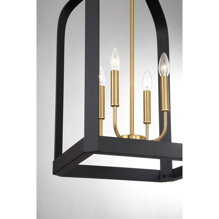 Savoy House - 7-7802-4-143 - Four Light Pendant - Sheffield - Matte Black w/Warm Brass