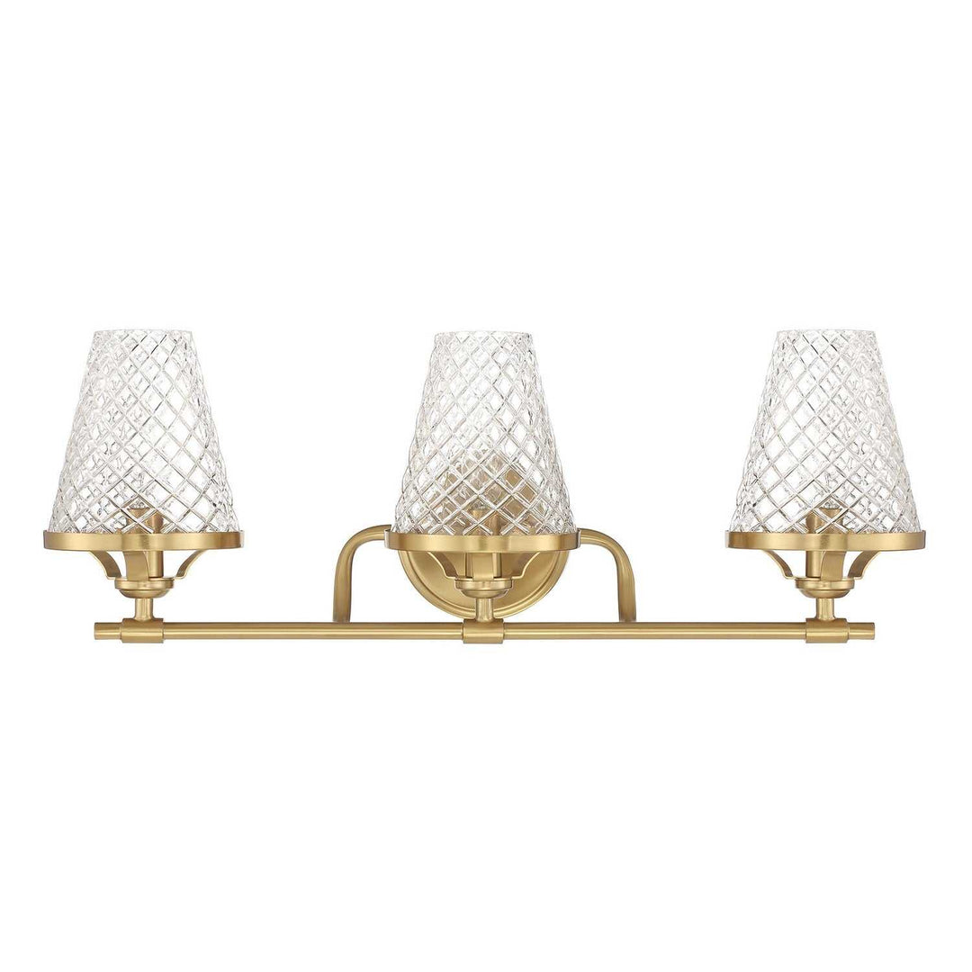 Candler Three Light Bathroom Vanity in Warm Brass Savoy House