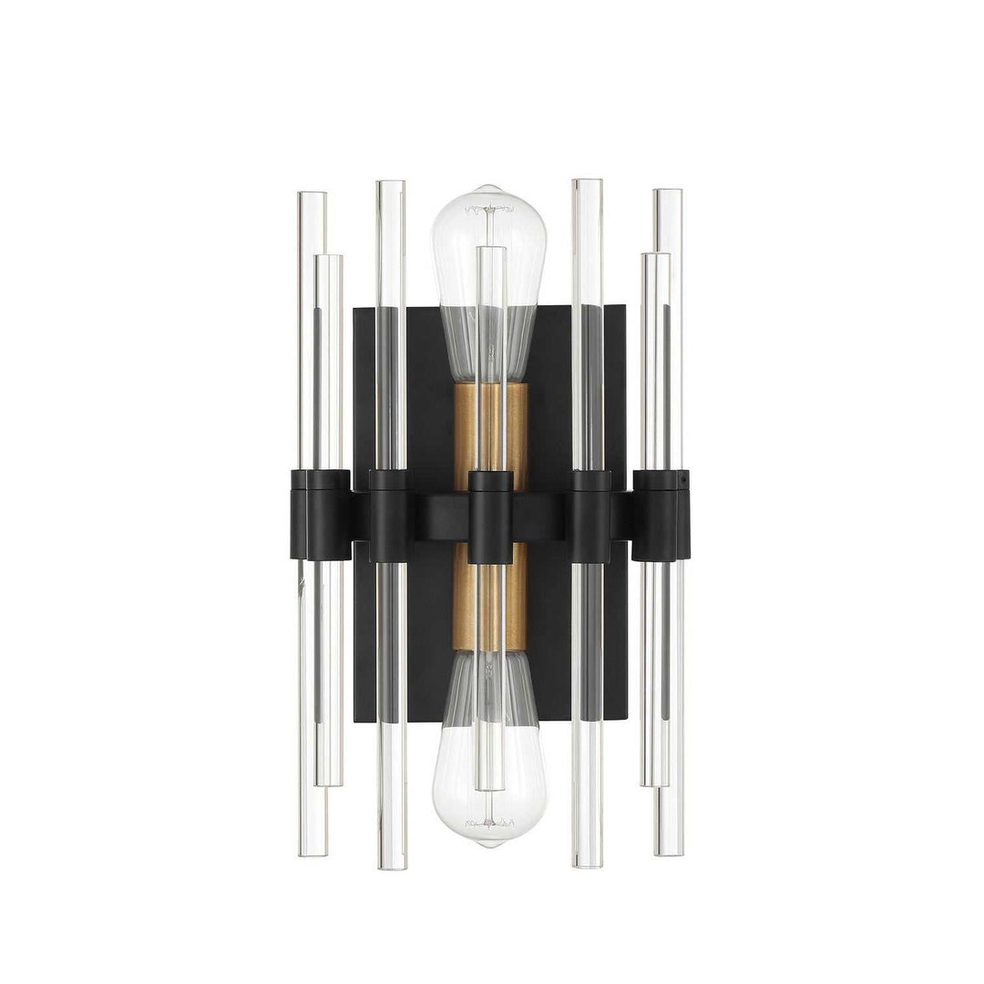 Savoy House - 9-1935-2-143 - Two Light Wall Sconce - Santiago - Matte Black w/Warm Brass