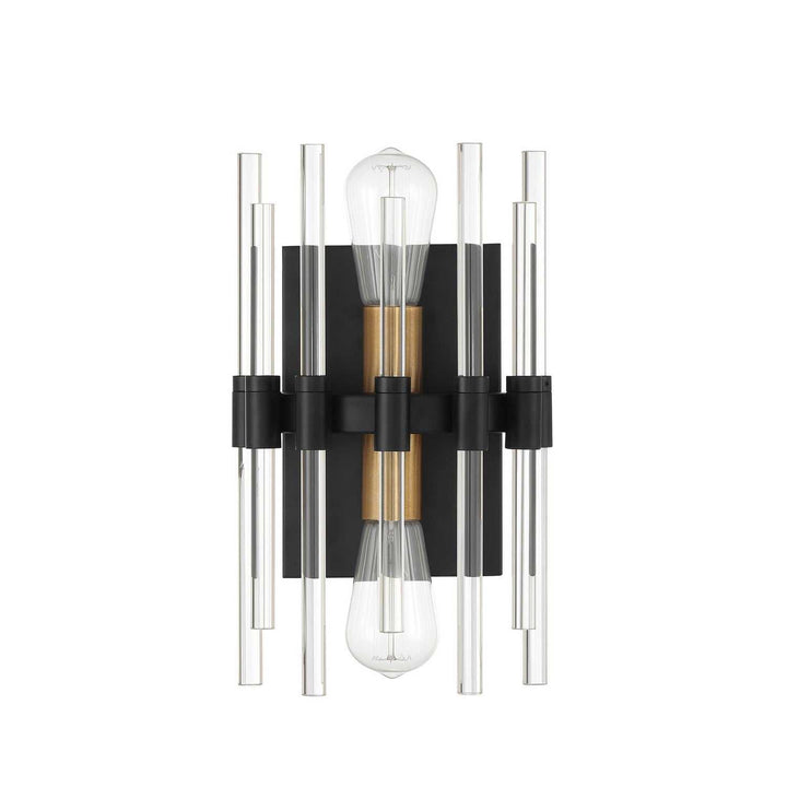 Savoy House - 9-1935-2-143 - Two Light Wall Sconce - Santiago - Matte Black w/Warm Brass