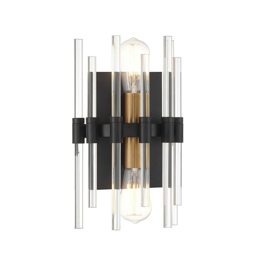 Savoy House - 9-1935-2-143 - Two Light Wall Sconce - Santiago - Matte Black w/Warm Brass