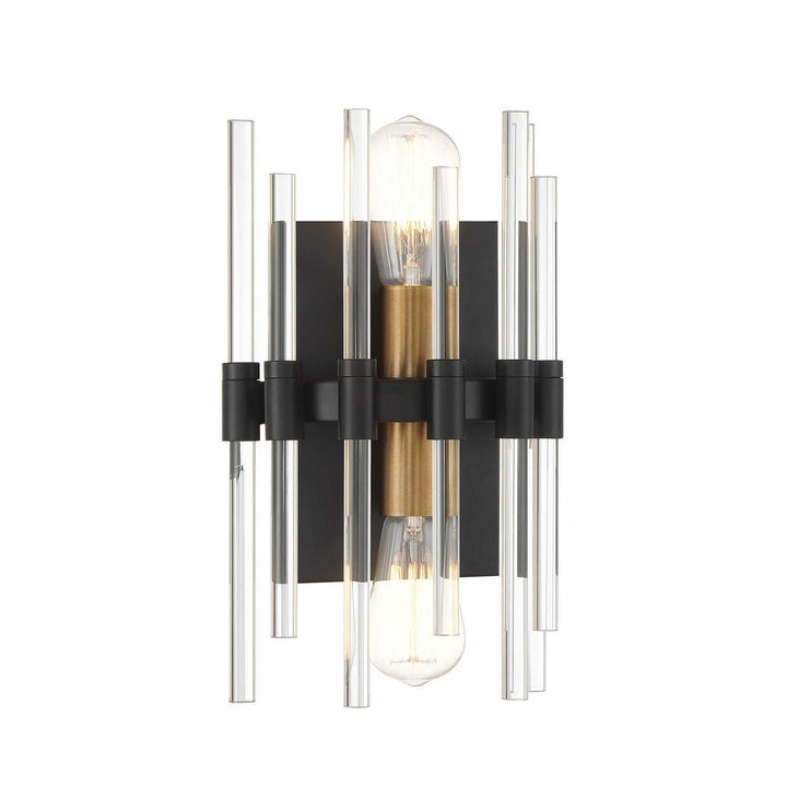 Savoy House - 9-1935-2-143 - Two Light Wall Sconce - Santiago - Matte Black w/Warm Brass