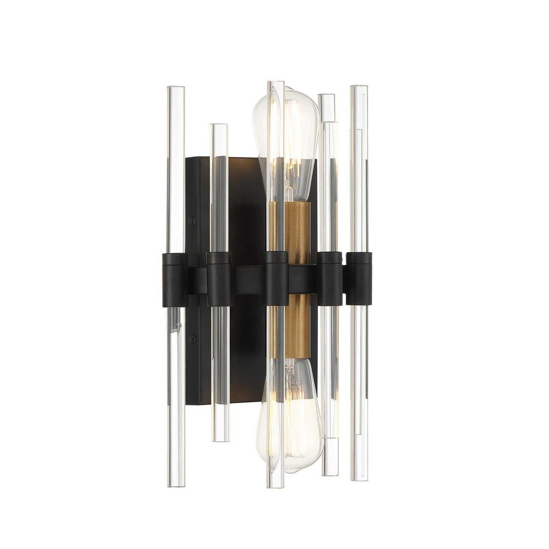 Savoy House - 9-1935-2-143 - Two Light Wall Sconce - Santiago - Matte Black w/Warm Brass