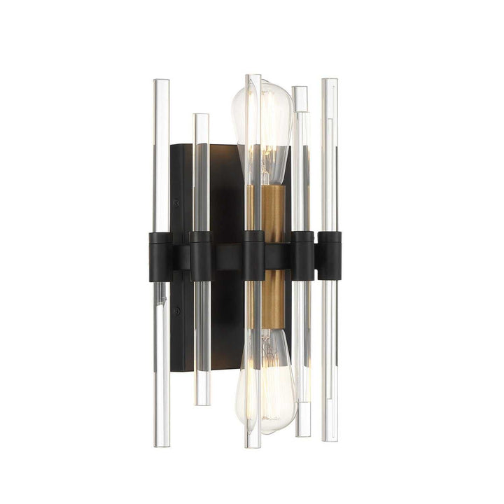 Savoy House - 9-1935-2-143 - Two Light Wall Sconce - Santiago - Matte Black w/Warm Brass