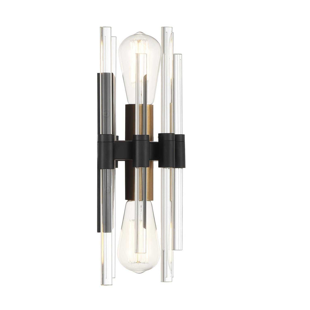Savoy House - 9-1935-2-143 - Two Light Wall Sconce - Santiago - Matte Black w/Warm Brass