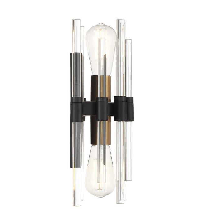 Savoy House - 9-1935-2-143 - Two Light Wall Sconce - Santiago - Matte Black w/Warm Brass