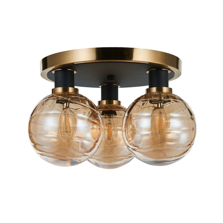 Artcraft Canada - AC11873AM - Three Light Semi-Flush Mount - Gem - Black and Brushed Brass
