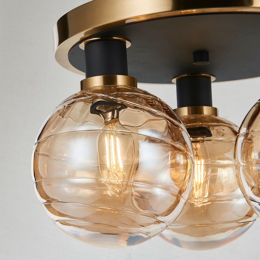 Artcraft Canada - AC11873AM - Three Light Semi-Flush Mount - Gem - Black and Brushed Brass