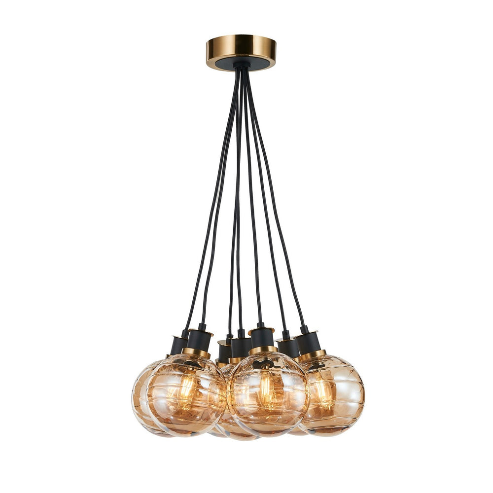 Artcraft Canada - AC11877AM - Seven Light Pendant - Gem - Black and Brushed Brass