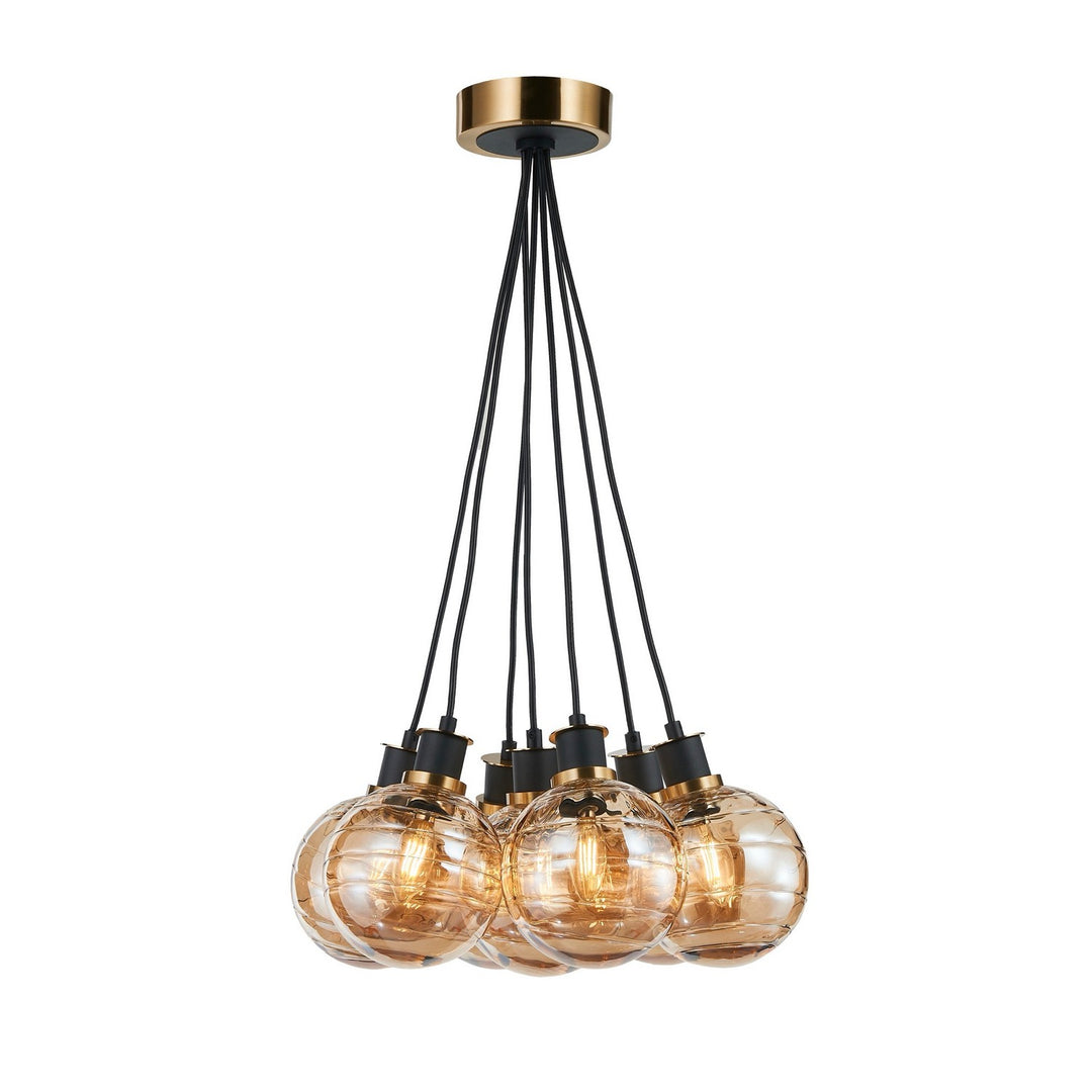 Artcraft Canada - AC11877AM - Seven Light Pendant - Gem - Black and Brushed Brass