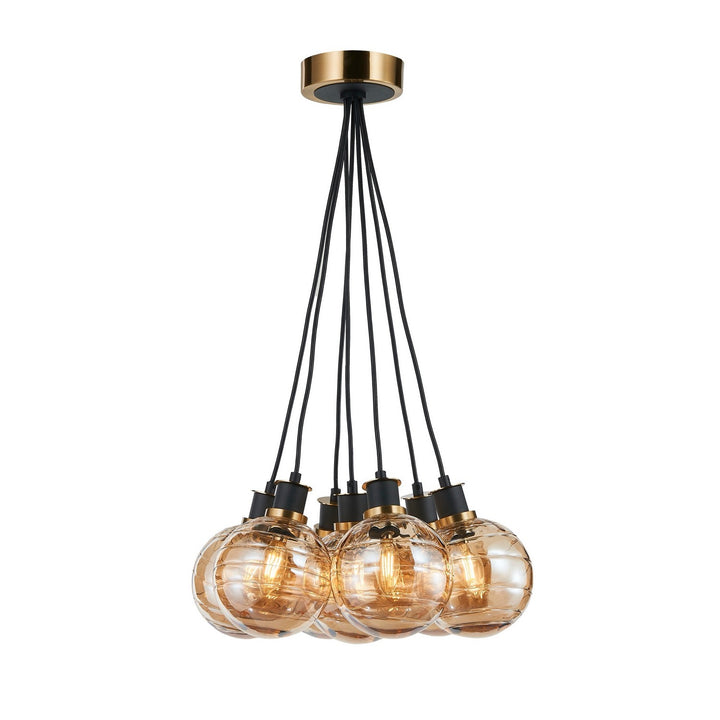 Artcraft Canada - AC11877AM - Seven Light Pendant - Gem - Black and Brushed Brass