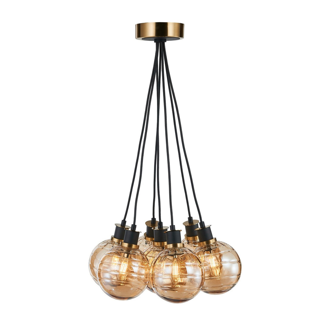 Artcraft Canada - AC11877AM - Seven Light Pendant - Gem - Black and Brushed Brass