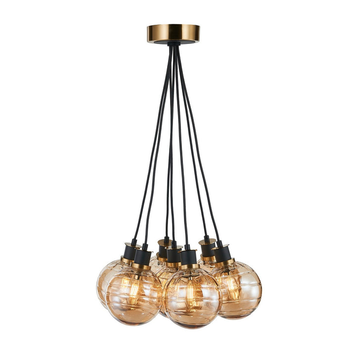 Artcraft Canada - AC11877AM - Seven Light Pendant - Gem - Black and Brushed Brass