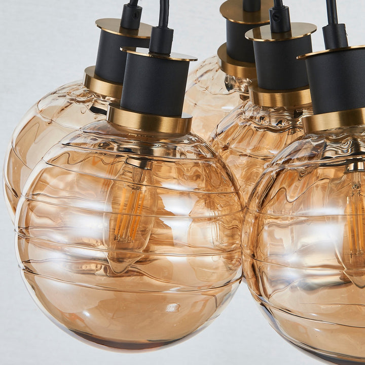 Artcraft Canada - AC11877AM - Seven Light Pendant - Gem - Black and Brushed Brass