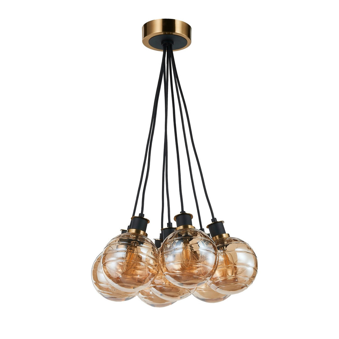 Artcraft Canada - AC11877AM - Seven Light Pendant - Gem - Black and Brushed Brass