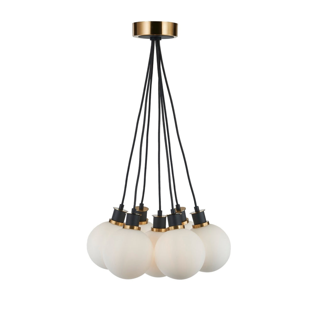 Artcraft Canada - AC11877WH - Seven Light Pendant - Gem - Black and Brushed Brass