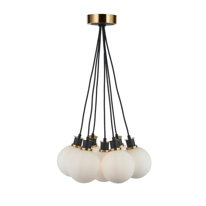 Artcraft Canada - AC11877WH - Seven Light Pendant - Gem - Black and Brushed Brass