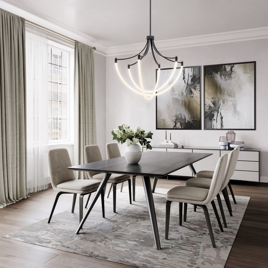 Artcraft Canada - AC6810BK - LED Chandelier - Cascata - Black and Brushed Brass